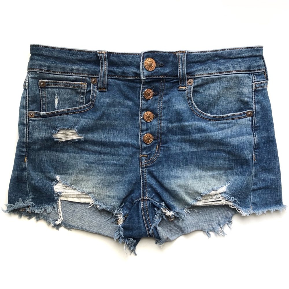 NWOT AEO Hi Rise Shortie Button Fly Denim Shorts
